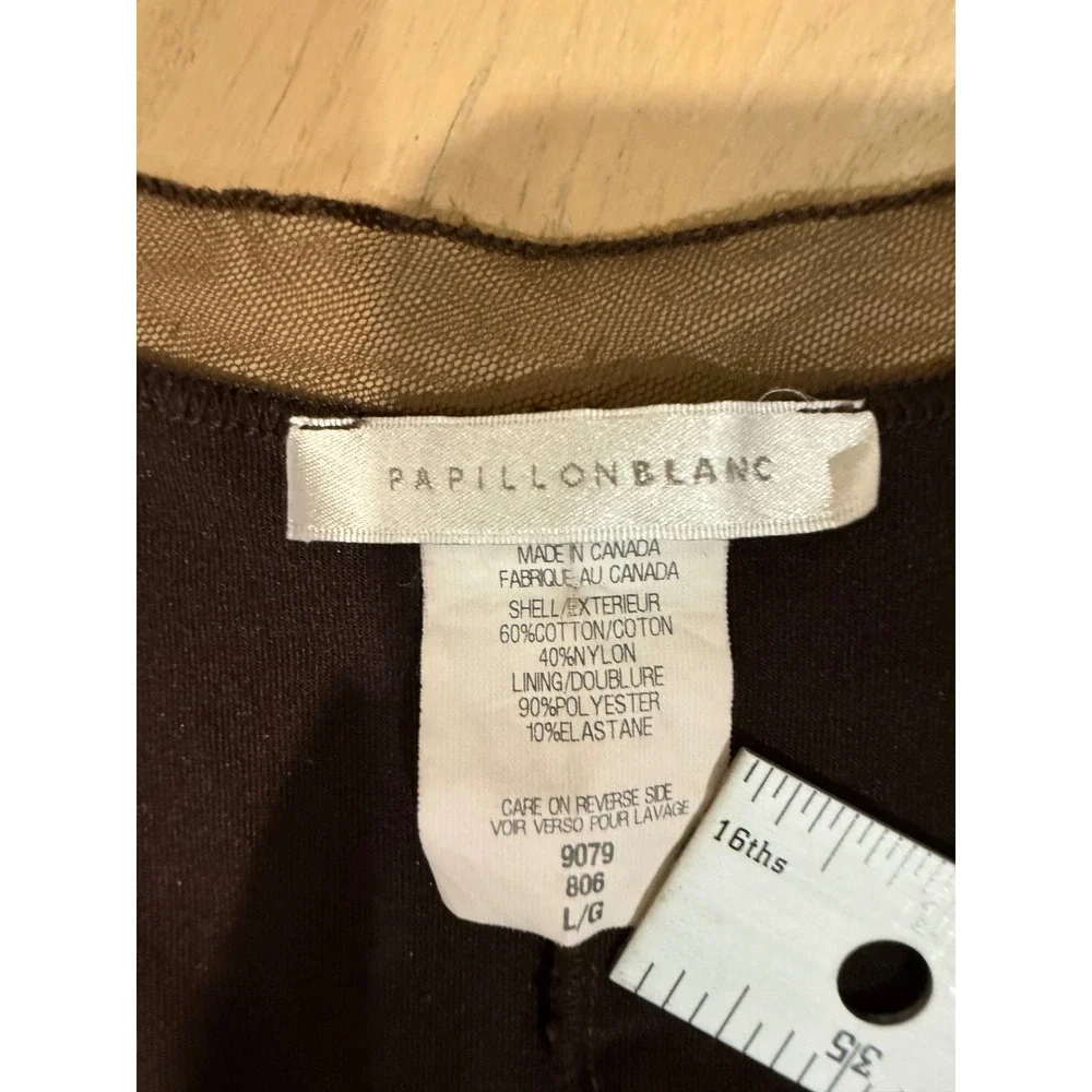 Papillon Blanc Brown Lace V-Neck Midi Dress Short Sleeve Cocktail Size L 9079 - Picture 3 of 5